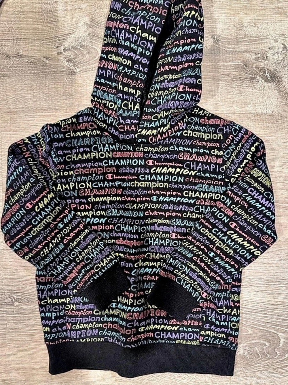 Champion Kids Allover Multi Script Logo Hoodie